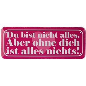 Schatzmix Spruch Ohne Dich ist Alles Nichts Metallschild Deko 27x10 mit Kordel Blechschild, Blech, Mehrfarbig, 27x10 cm Schatzmix Spruch Ohne Dich ist Alles Nichts Metallschild Deko 27x10 mit Kordel Blechschild, Blech, Mehrfarbig, 27x10 cm
