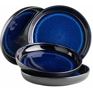 MÄSER Serie Niara, Modernes Suppenteller Set für 4 Personen in aufregendem Vintage Look, große tiefe Teller für Pasta und Suppen aus Keramik, Steinzeug, Blau/Schwarz MÄSER Serie Niara, Modernes Suppenteller Set für 4 Personen in aufregendem Vintage Look, große tiefe Teller für Pasta und Suppen aus Keramik, Steinzeug, Blau/Schwarz
