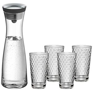 WMF Basic Wasserkaraffe-Set 5-teilig, Karaffe 1l mit 4 Wassergläser 275ml, Glaskaraffe mit Deckel, Silikondeckel, Wasserkaraffe mit Deckel, CloseUp-Verschluss WMF Basic Wasserkaraffe-Set 5-teilig, Karaffe 1l mit 4 Wassergläser 275ml, Glaskaraffe mit Deckel, Silikondeckel, Wasserkaraffe mit Deckel, CloseUp-Verschluss