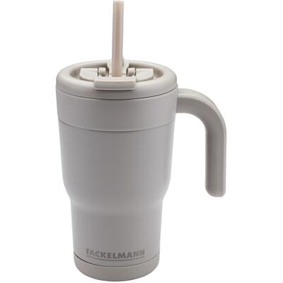 FACKELMANN Blossom Harmony Isoliertrinkbecher 540 ml – Edelstahl mit keramischer Innenbeschichtung, auslaufsicherer Trinkhalm & Verschlussclip, Graubeige FACKELMANN Blossom Harmony Isoliertrinkbecher 540 ml – Edelstahl mit keramischer Innenbeschichtung, auslaufsicherer Trinkhalm & Verschlussclip, Graubeige
