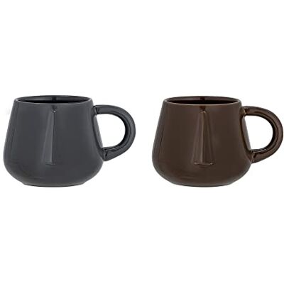 Bloomingville Noela Becher Set 2-teilig aus Stoneware, braun – 350 ml, rustikales Design, spülmaschinenfest – 82053062 Bloomingville Noela Becher Set 2-teilig aus Stoneware, braun – 350 ml, rustikales Design, spülmaschinenfest – 82053062