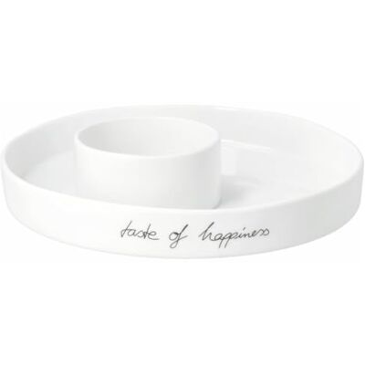 Räder Schale Mittelpunkt Taste of Happiness – Edle Porzellan-Servierschale mit integrierter Dip-Schale Räder Schale Mittelpunkt Taste of Happiness – Edle Porzellan-Servierschale mit integrierter Dip-Schale