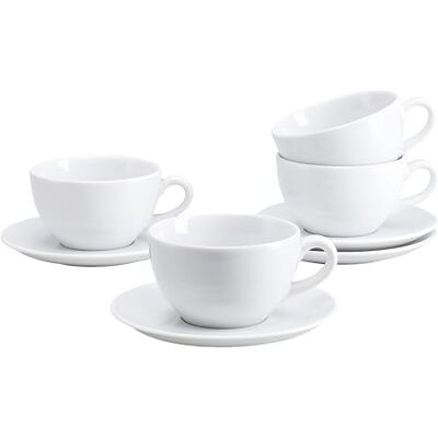 Creatable , 24985, Serie Bistrot Weiss, 8-teiliges Geschirrset für 4 Personen, Cappuccino Set aus Porzellan, spülmaschinen- und mikrowellengeeignet, Made in Europe Creatable , 24985, Serie Bistrot Weiss, 8-teiliges Geschirrset für 4 Personen, Cappuccino Set aus Porzellan, spülmaschinen- und mikrowellengeeignet, Made in Europe
