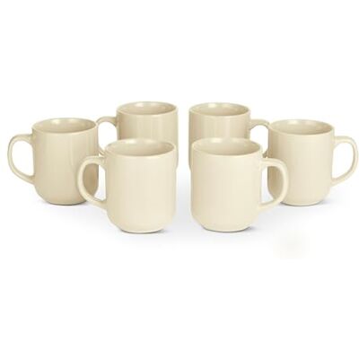 Amazon Glasierte Steingut-Kaffeebecher, 6-Teiliges Set, 473,2ml, Mikrowellen- und Spülmaschinenfest, Elfenbeinfarben Amazon Glasierte Steingut-Kaffeebecher, 6-Teiliges Set, 473,2ml, Mikrowellen- und Spülmaschinenfest, Elfenbeinfarben