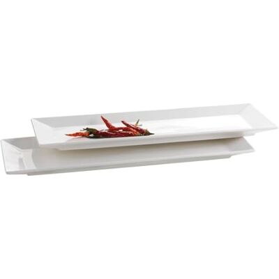 Mäser Beigefarbene Porzellan-Geschirrset - Rechteckig 2x32cm - Trendy Line Mäser Beigefarbene Porzellan-Geschirrset - Rechteckig 2x32cm - Trendy Line