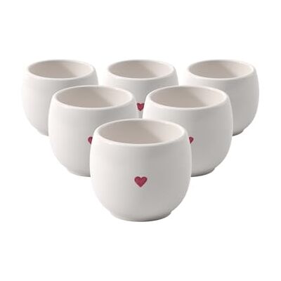 Villeroy & Boch – With Love Eierbecher 6er Set, Maße: ca. 5,5 x 5,5 x 4,5 cm, Weiß mit rotem Aquarelldekor, Spülmaschinenfest & Mikrowellensicher, Herzmotiv, Eierbecher, Premium Porzellan Villeroy & Boch – With Love Eierbecher 6er Set, Maße: ca. 5,5 x 5,5 x 4,5 cm, Weiß mit rotem Aquarelldekor, Spülmaschinenfest & Mikrowellensicher, Herzmotiv, Eierbecher, Premium Porzellan