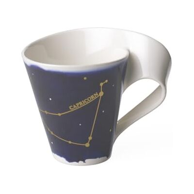 Villeroy & Boch Villeroy und Boch NewWave Stars Becher mit Henkel, formschöne Tasse mit Steinbock-Motiv, Premium Porzellan, spülmaschinengeeignet, weiß/blau, 300 ml Villeroy & Boch Villeroy und Boch NewWave Stars Becher mit Henkel, formschöne Tasse mit Steinbock-Motiv, Premium Porzellan, spülmaschinengeeignet, weiß/blau, 300 ml
