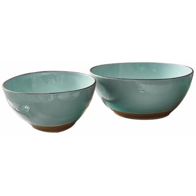 Loberon Salatschüssel 2er Set Biarré, türkis Robustes Steinzeug, Mediterrane Note, Vielseitig einsetzbar Loberon Salatschüssel 2er Set Biarré, türkis Robustes Steinzeug, Mediterrane Note, Vielseitig einsetzbar
