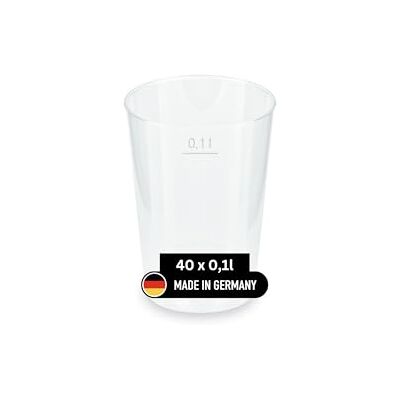 DeinPack 40 Mehrwegbecher 100ml Made in Germany mit Eichstrich transparent 40 Stück, Made in Germany, Mit Eichstrich, Wiederverwendbar, Aus PP DeinPack 40 Mehrwegbecher 100ml Made in Germany mit Eichstrich transparent 40 Stück, Made in Germany, Mit Eichstrich, Wiederverwendbar, Aus PP
