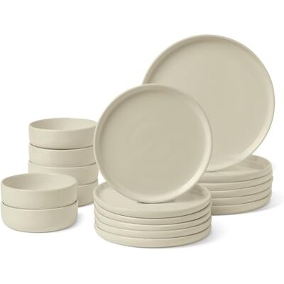 Amazon Glasiertes Steingutgeschirr, 18-Teiliges Set, 6 Komplette Gedecke, Spülmaschinenfest, Elfenbeinfarben Amazon Glasiertes Steingutgeschirr, 18-Teiliges Set, 6 Komplette Gedecke, Spülmaschinenfest, Elfenbeinfarben