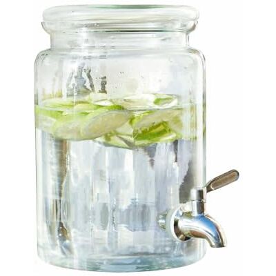 Loberon Getränkespender Gabela, klar Sommer, Outdoor, Gartenausstattung, Handgemacht & mundgeblasen, 3, 1 L Volumen, Edelstahl-Ausgießer Loberon Getränkespender Gabela, klar Sommer, Outdoor, Gartenausstattung, Handgemacht & mundgeblasen, 3, 1 L Volumen, Edelstahl-Ausgießer
