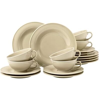 Seltmann Weiden Beat Beiges Porzellan-Teeservice - 18 Teile für 6 Personen Seltmann Weiden Beat Beiges Porzellan-Teeservice - 18 Teile für 6 Personen