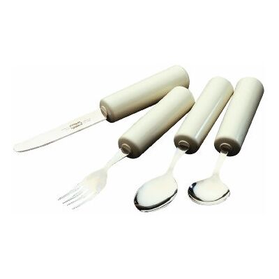 Homecraft Queens Cutlery, Set, Fork, Knife, Tablespoon, Teaspoon (Eligible for VAT relief in the UK) Stainless Steel Adaptive Dining Utensil for Elderly, Disabled, Large Built-Up Handle for Good Grip Homecraft Queens Cutlery, Set, Fork, Knife, Tablespoon, Teaspoon (Eligible for VAT relief in the UK) Stainless Steel Adaptive Dining Utensil for Elderly, Disabled, Large Built-Up Handle for Good Grip