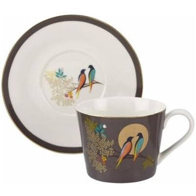 Portmeirion Sara Miller London Teetasse mit Untersetzer Dark Grey, 12 x 7 x 9 cm, SMCDY78924-XG Portmeirion Sara Miller London Teetasse mit Untersetzer Dark Grey, 12 x 7 x 9 cm, SMCDY78924-XG