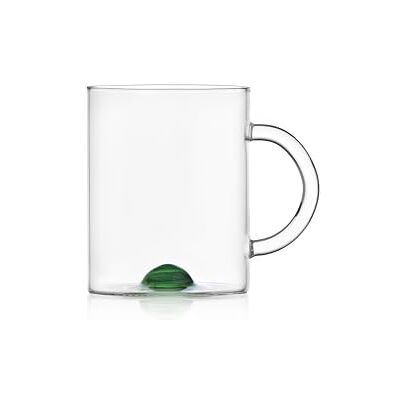 Ichendorf Milano Mug, grüner Punkt, Kollektion Luna, 40 cl, Borosilikatglas, handgefertigt Ichendorf Milano Mug, grüner Punkt, Kollektion Luna, 40 cl, Borosilikatglas, handgefertigt