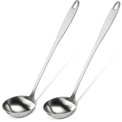 SOMLAW Suppenkelle aus hochwertigem Edelstahl – Zum Servieren und Schöpfen von Suppen und Eintöpfen, Edelstahl teilmattiert, spülmaschinengeeignet, Saucen-/ Schöpflöffel, Schöpfkelle, 2 Stück SOMLAW Suppenkelle aus hochwertigem Edelstahl – Zum Servieren und Schöpfen von Suppen und Eintöpfen, Edelstahl teilmattiert, spülmaschinengeeignet, Saucen-/ Schöpflöffel, Schöpfkelle, 2 Stück