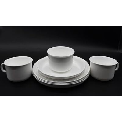 Kimmel 3 Stück Geschirr-Set Geschirrservice Frühstücksset Kaffeeservice Plastikgeschirr, Mehrweggeschirr, besteht aus je 3 Tassen Untertassen und Teller Speiseteller, aus Kunststoff, Farbe weiß Kimmel 3 Stück Geschirr-Set Geschirrservice Frühstücksset Kaffeeservice Plastikgeschirr, Mehrweggeschirr, besteht aus je 3 Tassen Untertassen und Teller Speiseteller, aus Kunststoff, Farbe weiß