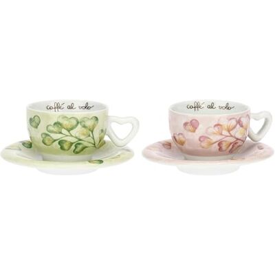 THUN Set mit 2 Cappuccino-Tassen Porzellan Kollektion Herzen in Blume 13 x 6 cm THUN Set mit 2 Cappuccino-Tassen Porzellan Kollektion Herzen in Blume 13 x 6 cm