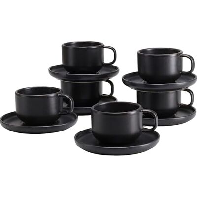 Creatable , 25257, Serie Uno Black, 12-teiliges Geschirrset für 6 Personen, Tassen Set aus Steinzeug, spülmaschinen- und mikrowellengeeignet, Made in Portugal Creatable , 25257, Serie Uno Black, 12-teiliges Geschirrset für 6 Personen, Tassen Set aus Steinzeug, spülmaschinen- und mikrowellengeeignet, Made in Portugal