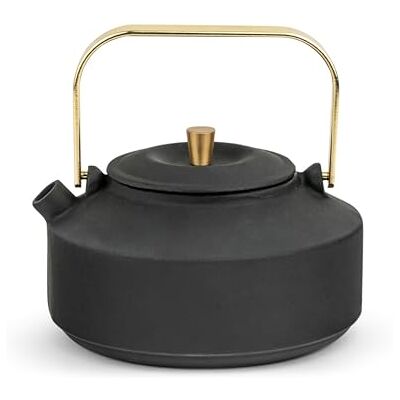 Bredemeijer elegante Guss Teekanne 1,0 Liter schwarze, gusseiserne Kanne mit goldfarbenen Teefilter, Henkel & Deckelknopf für alle Teesorten geeignet Bredemeijer elegante Guss Teekanne 1,0 Liter schwarze, gusseiserne Kanne mit goldfarbenen Teefilter, Henkel & Deckelknopf für alle Teesorten geeignet