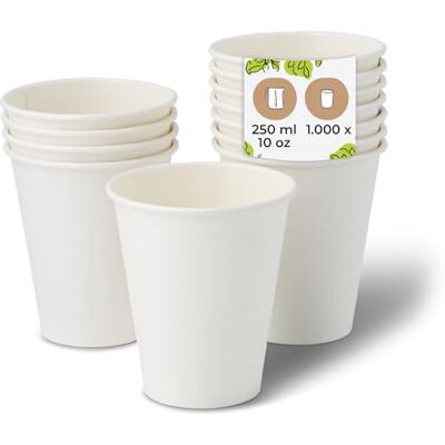 BIOZOYG 1000 Stück Kaffeebecher Pappbecher 250ml / 10 oz Ø 90 mm weiß Einwegbecher plastikfrei Becher aus nachhaltiger Forstwirtschaft Kaffeebecher Einweg BIOZOYG 1000 Stück Kaffeebecher Pappbecher 250ml / 10 oz Ø 90 mm weiß Einwegbecher plastikfrei Becher aus nachhaltiger Forstwirtschaft Kaffeebecher Einweg