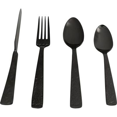 Kare Design Alana Besteckset, 16-teilig, für 4 Personen, Edelstahl titanbeschichtet, mattes Dunkelgrau, moderne Struktur, spülmaschinenfestes Essbesteck, hochwertig, Gabel, Messer, Löffel, Teelöffel Kare Design Alana Besteckset, 16-teilig, für 4 Personen, Edelstahl titanbeschichtet, mattes Dunkelgrau, moderne Struktur, spülmaschinenfestes Essbesteck, hochwertig, Gabel, Messer, Löffel, Teelöffel