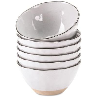 Loberon Schüssel 6er Set Biarré, weiß Für Suppe, Dessert oder Dekoratives, Steinzeug mit glänzender Glasur, Reizvoll unebene Optik Loberon Schüssel 6er Set Biarré, weiß Für Suppe, Dessert oder Dekoratives, Steinzeug mit glänzender Glasur, Reizvoll unebene Optik