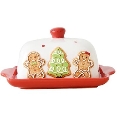 Tapallmy Weihnachts-Butterdose, Lebkuchen- und Weihnachtsbaum-Butterdose mit Deckel Geräumiger Butterbehälter, glatte und robuste Keramik, steigert die Urlaubsstimmung, ideal für Zuhause, Café, Restaurant Tapallmy Weihnachts-Butterdose, Lebkuchen- und Weihnachtsbaum-Butterdose mit Deckel Geräumiger Butterbehälter, glatte und robuste Keramik, steigert die Urlaubsstimmung, ideal für Zuhause, Café, Restaurant