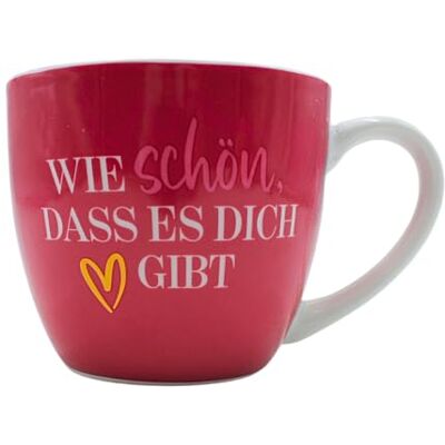 Dekohelden24 XXL Trinkbecher Maxi Kaffeebecher Tassengeschenk Freundin, Kaffeetasse, Motiv: Wie schön, dass es dich gibt, in rosa Größe H/Ø: 9,2 x 10,5 cm, Fassungsvermögen 400 ml, Spülmaschinengeeignet. Dekohelden24 XXL Trinkbecher Maxi Kaffeebecher Tassengeschenk Freundin, Kaffeetasse, Motiv: Wie schön, dass es dich gibt, in rosa Größe H/Ø: 9,2 x 10,5 cm, Fassungsvermögen 400 ml, Spülmaschinengeeignet.