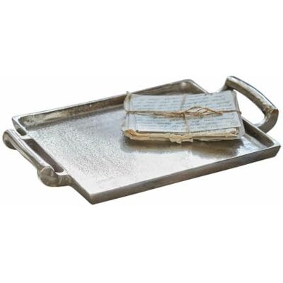 Loberon Tablett Connaire, silber zum Servieren & Dekorieren, Leichte Vintage-Note, Stabil & sehr edel, Tischaccessoire, Aluminiumguss Loberon Tablett Connaire, silber zum Servieren & Dekorieren, Leichte Vintage-Note, Stabil & sehr edel, Tischaccessoire, Aluminiumguss