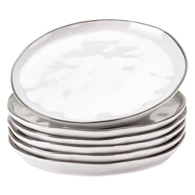 Loberon Dessertteller 6er Set Biarré, weiß Für Kuchen, Antipasti & Co., Reizvoll unebenes, ursprüngliches Design, Steinzeug mit glänzender Glasur Loberon Dessertteller 6er Set Biarré, weiß Für Kuchen, Antipasti & Co., Reizvoll unebenes, ursprüngliches Design, Steinzeug mit glänzender Glasur