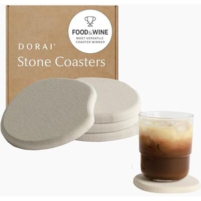 Dorai Home Stone Untersetzer-Set – beseitigt Wasserzeichen und trocknet sofort – funktionales Design für das Moderne Zuhause – Set beinhaltet Vier Moderne Untersetzer – Sandstein Dorai Home Stone Untersetzer-Set – beseitigt Wasserzeichen und trocknet sofort – funktionales Design für das Moderne Zuhause – Set beinhaltet Vier Moderne Untersetzer – Sandstein