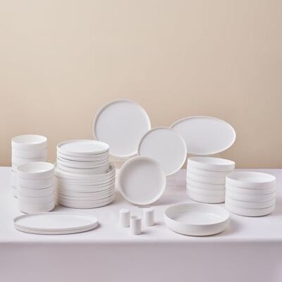 KARACA Earth Collection Matte Glaze 55-tlg Geschirrset für 12 Personen, Steingut, Spülmaschinen- & Mikrowellengeeignet, Geschirr Set für den täglichen Gebrauch/Teller Set, Weiß KARACA Earth Collection Matte Glaze 55-tlg Geschirrset für 12 Personen, Steingut, Spülmaschinen- & Mikrowellengeeignet, Geschirr Set für den täglichen Gebrauch/Teller Set, Weiß