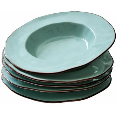 Loberon Suppenteller 6er Set Biarré, türkis Sechs Teller im Set, Hochwertiges Steinzeug, Zeitloses Design Loberon Suppenteller 6er Set Biarré, türkis Sechs Teller im Set, Hochwertiges Steinzeug, Zeitloses Design