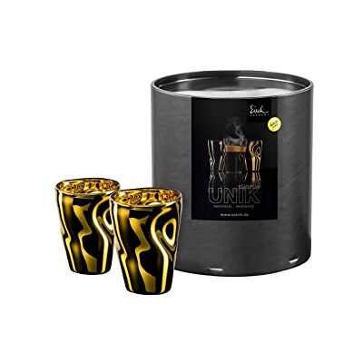 EISCH UNIK Espressogläser, 2er Set, Handgefertigt, Unikate mit Verzierung aus 24-karätigem Echtgold, 100 ml, in Geschenkröhre EISCH UNIK Espressogläser, 2er Set, Handgefertigt, Unikate mit Verzierung aus 24-karätigem Echtgold, 100 ml, in Geschenkröhre