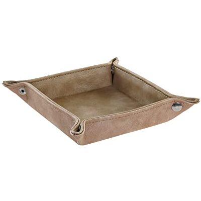 DRW Ablage für Taschen, Kunstleder, braun, 18 x 18 x 4 cm DRW Ablage für Taschen, Kunstleder, braun, 18 x 18 x 4 cm