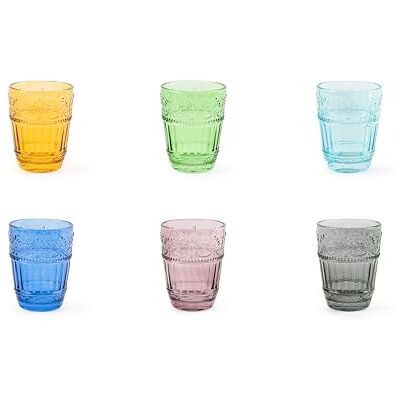 Excelsa Country Flower Set aus 6 Mehrfarbigen 30cl Gläser - Trinkglas Excelsa Country Flower Set aus 6 Mehrfarbigen 30cl Gläser - Trinkglas