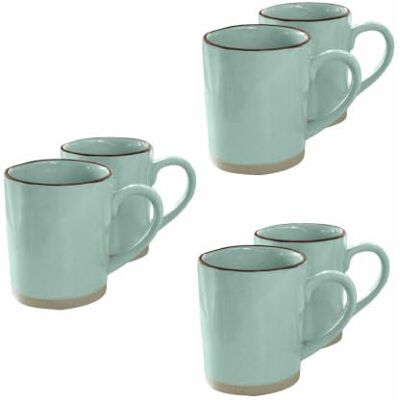 Loberon Tasse 6er Set Biarré, türkis Robustes Steinzeug, Handgefertigt & glasiert, Unebenmäßiges Design Loberon Tasse 6er Set Biarré, türkis Robustes Steinzeug, Handgefertigt & glasiert, Unebenmäßiges Design