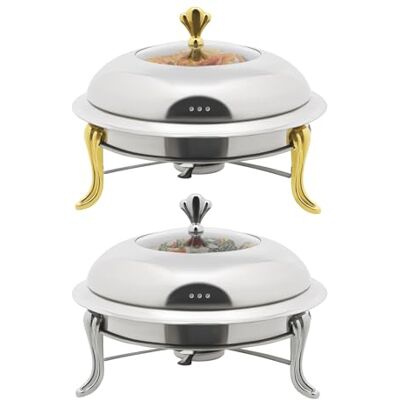 SOPERIT Chafing Dish Buffet Profi Set Rund Speisenwärmer Edelstahl Wärmebehälter Suppenwärmer für Restaurants, Buffets, Schulen (Silber) SOPERIT Chafing Dish Buffet Profi Set Rund Speisenwärmer Edelstahl Wärmebehälter Suppenwärmer für Restaurants, Buffets, Schulen (Silber)