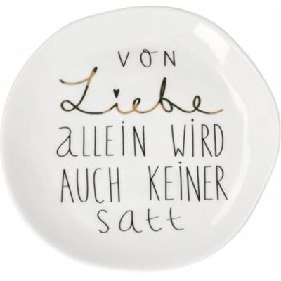 Räder Mix&Match Teller „Von Liebe allein“ – Porzellan mit Spruch, 14 cm Räder Mix&Match Teller „Von Liebe allein“ – Porzellan mit Spruch, 14 cm