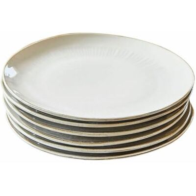 Loberon Dessertteller 6er Set Périers, beige Handgetöpferte Optik, Feines Rillen-Muster, Jedes Stück ein Unikat Loberon Dessertteller 6er Set Périers, beige Handgetöpferte Optik, Feines Rillen-Muster, Jedes Stück ein Unikat