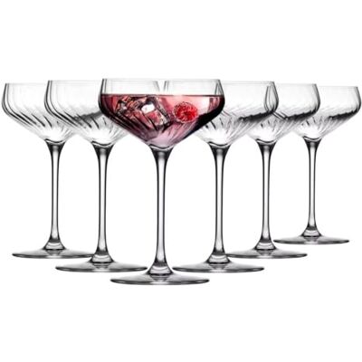 Krosno Coctail Gläser 6er Set, 290 ml, LUMI Avant-Garde Sektgläser, Bleifreies Kristallglas mit optischem Dekor für Margarita, Daiquiri und Espresso Martini, Spülmaschinenfest Krosno Coctail Gläser 6er Set, 290 ml, LUMI Avant-Garde Sektgläser, Bleifreies Kristallglas mit optischem Dekor für Margarita, Daiquiri und Espresso Martini, Spülmaschinenfest