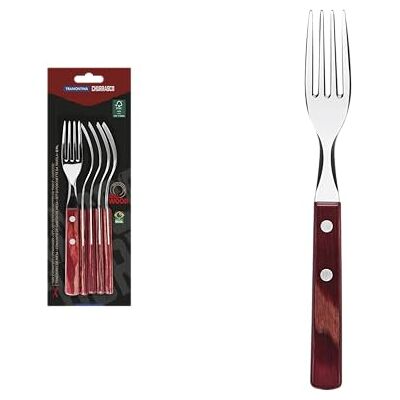 Tramontina Steakgabel Set, 6-Teilig, Edelstahl, Ergonomischer Griff, FSC-zertifizierter Holzgriff, Rot, Pizzagabel Tramontina Steakgabel Set, 6-Teilig, Edelstahl, Ergonomischer Griff, FSC-zertifizierter Holzgriff, Rot, Pizzagabel