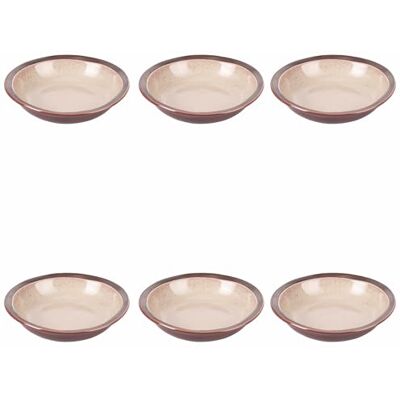 Tivoli 6er-Set Suppenteller beige aus Steingut, brauner Rand, Bretagne Terra Tivoli 6er-Set Suppenteller beige aus Steingut, brauner Rand, Bretagne Terra
