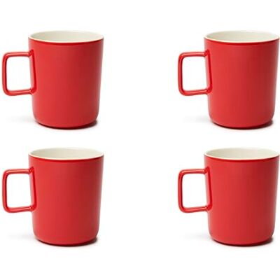 Excelsa Nordic Trendy Tassen-Set aus Porzellan, Rot, 320 ml, 4 Stück Excelsa Nordic Trendy Tassen-Set aus Porzellan, Rot, 320 ml, 4 Stück