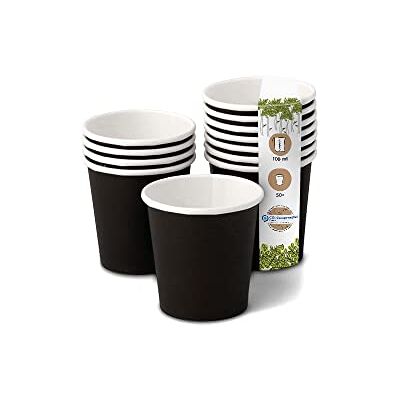 GREENBOX Bio Pappbecher I Einweggeschirr Trinkbecher Papierbecher kompostierbare und biologisch abbaubare Becher I schwarze, unbedruckte, umweltfreundliche Kaffeebecher 50 Stk 100ml 4oz GREENBOX Bio Pappbecher I Einweggeschirr Trinkbecher Papierbecher kompostierbare und biologisch abbaubare Becher I schwarze, unbedruckte, umweltfreundliche Kaffeebecher 50 Stk 100ml 4oz