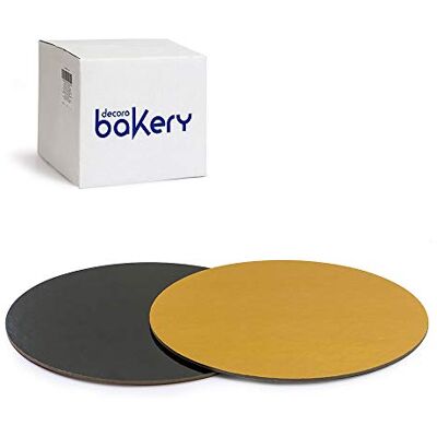 Decora , 5933113 50 Stück Kuchenteller Ø cm 28 x 3 H mm, Farbe Gold und Schwarz, aus Karton, beschichtet mit wasserdichter Folie, ideal zum Präsentieren und Servieren von Desserts Decora , 5933113 50 Stück Kuchenteller Ø cm 28 x 3 H mm, Farbe Gold und Schwarz, aus Karton, beschichtet mit wasserdichter Folie, ideal zum Präsentieren und Servieren von Desserts