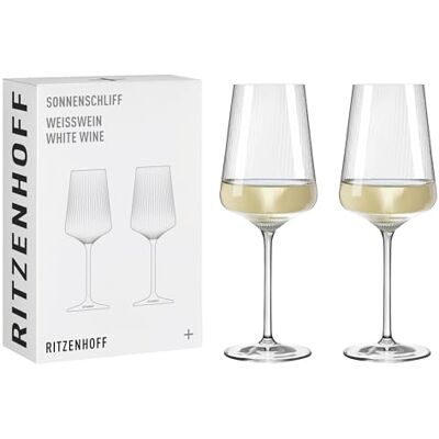 RITZENHOFF 6302008 Weißweinglas-Set 411 ml 6er Set Serie Sonnenschliff 6 Stück mit Reliefstruktur Made in Germany RITZENHOFF 6302008 Weißweinglas-Set 411 ml 6er Set Serie Sonnenschliff 6 Stück mit Reliefstruktur Made in Germany