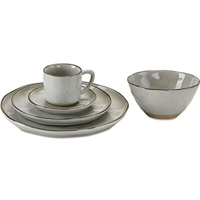 Loberon Geschirr 30er Set Biarré, grau Handgetöpferte Optik, Steinzeug, Komplettset für 6 Personen Loberon Geschirr 30er Set Biarré, grau Handgetöpferte Optik, Steinzeug, Komplettset für 6 Personen