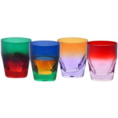 Krosno Whiskygläser Mehrfarbig, 4er Set, 260 ml, Kollektion Aurora Für Whisky Bourbon und Drinks, Handbemaltes Glas, Aurora-Farben, Geschenkidee Krosno Whiskygläser Mehrfarbig, 4er Set, 260 ml, Kollektion Aurora Für Whisky Bourbon und Drinks, Handbemaltes Glas, Aurora-Farben, Geschenkidee